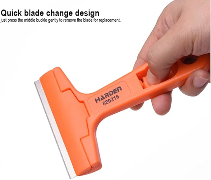 Edward Tools Razor Blade Scraper Tool with Replacement Blades - Scraper for Glass Top Stove, Cleaning Kitchen, Remove Stickers, Caulk, Clean Tile, Windshield - Quick Blade Change - Steel Alloy Blade