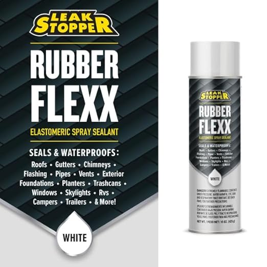 Leak Stopper Rubber Flexx – 15oz Waterproof Repair & Sealant Spray - Point & Spray to Seal Cracks, Holes, Leaks, Corrosion & More | White – 2 cans