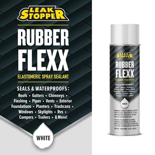 Leak Stopper Rubber Flexx – 15oz Waterproof Repair & Sealant Spray - Point & Spray to Seal Cracks, Holes, Leaks, Corrosion & More | White – 3 cans