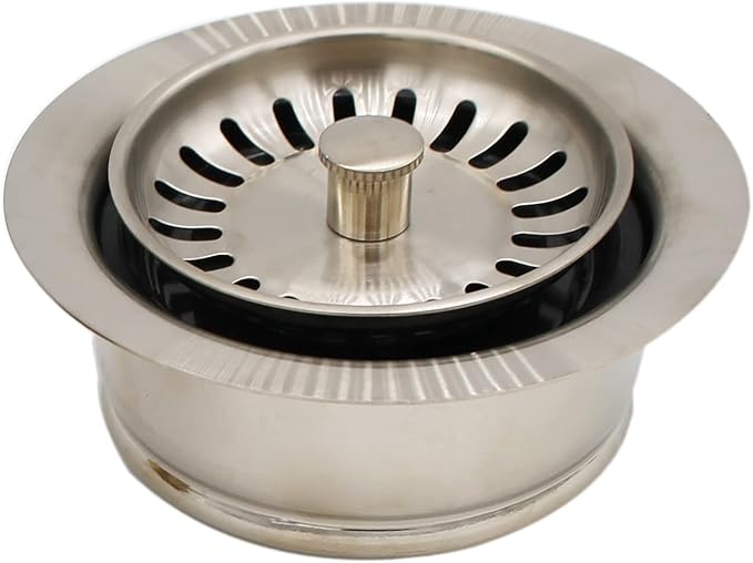 Westbrass CO2165S-20 COMBO PACK 3-1/2" Post Style Large Kitchen Sink Basket Strainer and Waste Disposal Drain Flange with Basket Strainer, Stainless Steel