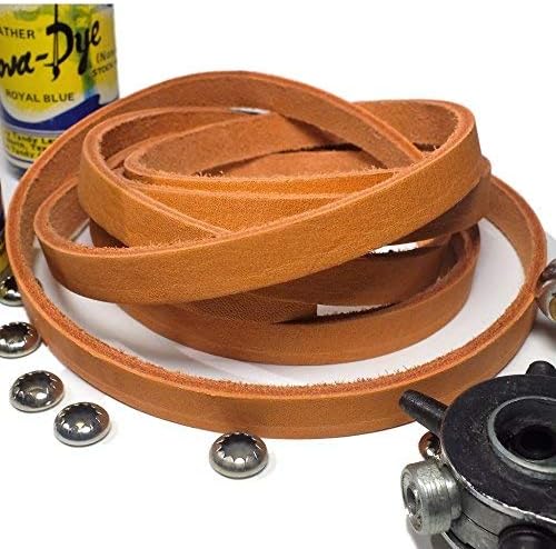 TOFL Genuine Leather Strap, Top Grain Cowhide Craft Strip – Tan | 72" L x 3/8" W x 1/8" Thick | Suede Backing | Leather Craft Supplies | Easy to Cut & Stitch | DIY Projects & Repairs | 7–8 oz