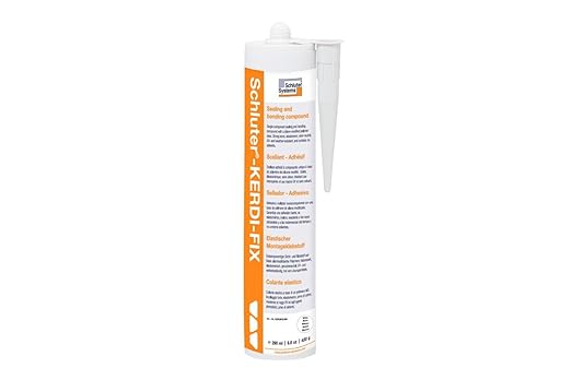 Schluter Kerdi-Fix Sealant and Bonding Compound with Silane-Modified Polymer Base - Ideal for Wood, Stone, Concrete, Metal, Glass, And Many Plastics - Odor-Neutral, Bright White, 9.81 oz - KERDIFIX/BW