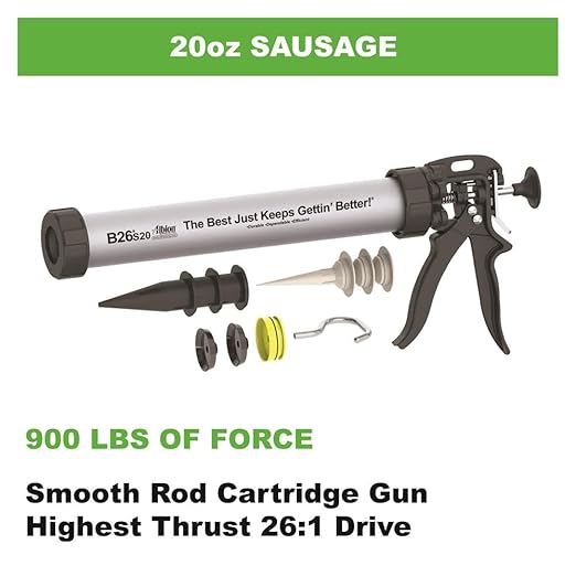 Albion Engineering Company B26S20 B-Line Manual Sausage Caulking Gun, 20 oz, 26:1 Drive