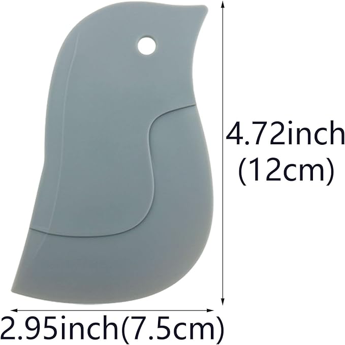 6 PACK Multifunctional Penguin Shape Silicone Scraper Soft Kitchen Cleaner Cleaning Tools Accessories for Pans Bowls (3 Colors)