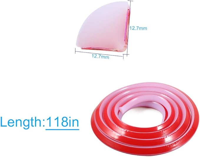 1/2 Inch Flexible Quarter Round Molding, 9.8Ft Trim Molding with Self Adhesive for Wall Tile Edge Floor Corner, Staircase Cabinet Tub (Transparent)