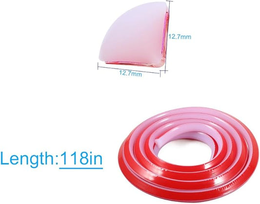 1/2 Inch Flexible Quarter Round Molding, 9.8Ft Trim Molding with Self Adhesive for Wall Tile Edge Floor Corner, Staircase Cabinet Tub (Transparent)