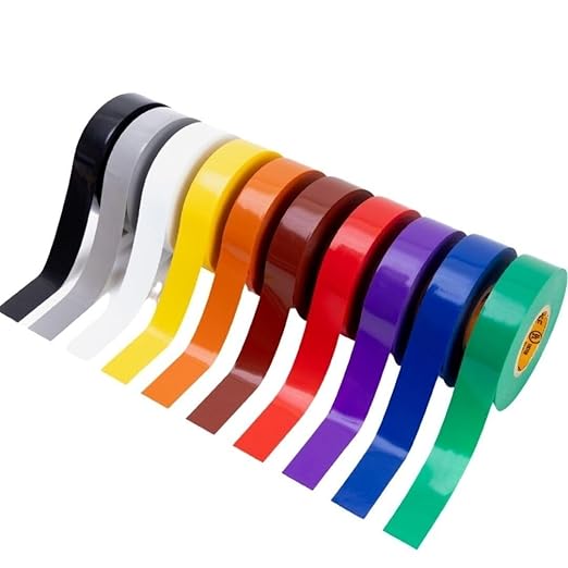 GTSE Mixed Colors Electrical Tape, 240-Pack – Waterproof, Industrial Grade Vinyl, 3/4 in x 66ft– Strong Self-Adhesive PVC Electric Tape for Wire Insulation, 7 Mil, 600V – UL/CSA Listed