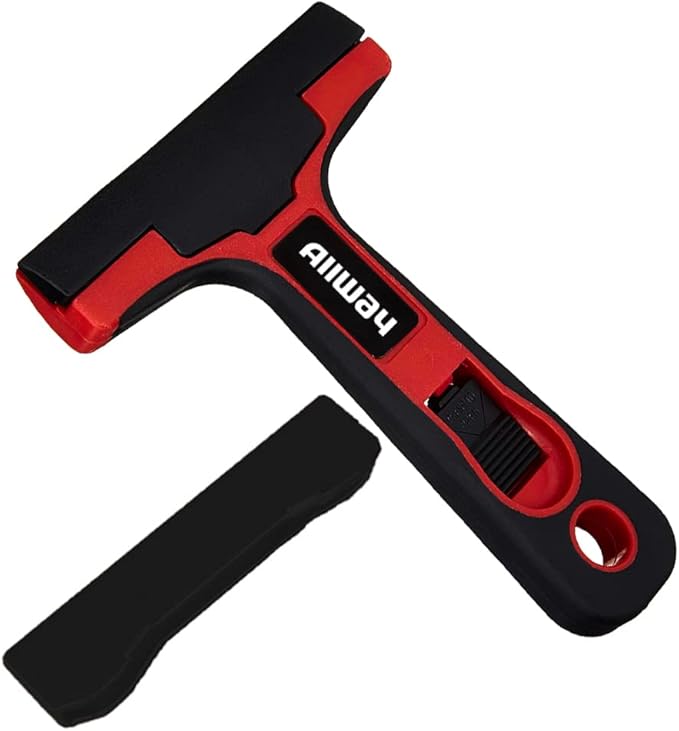 ALLWAY GTS-G Soft-Grip Glass & Tile Scraper with Snap-On Blade Guard, 4"