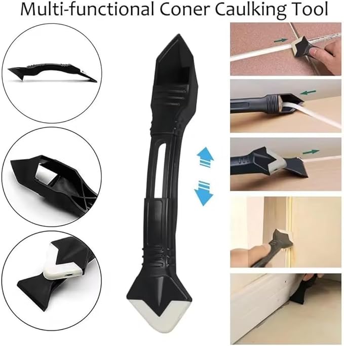 Caulk Gun Kit and grouting removal scraper, sealant tool, cement slurry scraper for kitchen and bathroom sink joints, 10 ounce deep blue tube