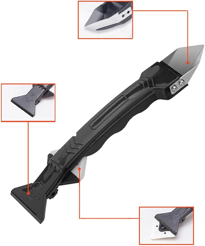 Caulk Remover Tool Silicone Caulking Tool,Multifunctional 3 in 1 Grout Remove Scraper Caulking Finishing Tool Sealant Caulk Remover Glass Glue Angle Scraper,for Bathroom,Sink Joint