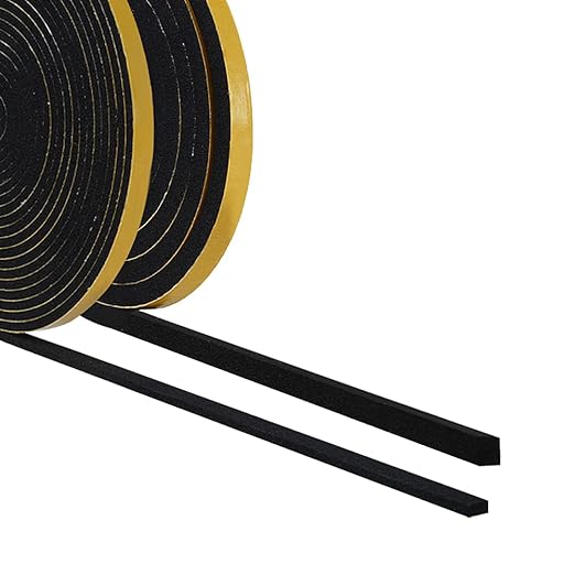 High Density Foam Tape - 1/4'' x 1/8'' x13.12Ft +1/4'' s 1/4'' s 6.56Ft Weatherproof Adhesive Heat Resistant Weather Stripping Easy to Cut & Install & Remove for Car Doors Pipes Windows