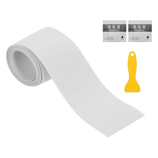 uxcell Caulk Tape Waterproof, 1.5 Inch x 4.92 ft Self-Adhesive Sealant Sealing Strip Caulking Sealant Tape PVC with Tool for Kitchen Sink Toilet Bathroom Bathtub Floor, White