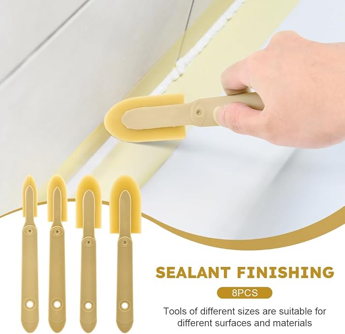 8pcs Rubber Caulking Spatula Tool, Reusable Caulking Tool Sealant Spatula Spreader 4 Sizes, Caulking Finishing Tool Applicator for Tiles Brick Floors Walls Bathroom Kitchen