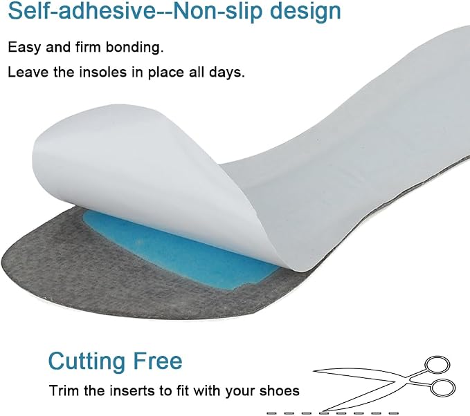2 Pairs Pigskin High Heel Cushion Inserts, Adhesive Arch Support Sandal Inserts, Anti-Slip Shoe Inserts for Flat Shoe Pain Relief, Leather Cushioning Heel Insoles for Boots Dress Shoes, Gray, S 5-7