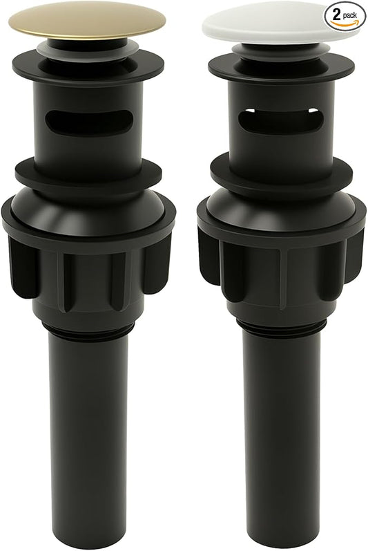 2Pcs Bathroom Sink Drain with Overflow, Pop Up Sink Drain Stopper, Stainless Steel Vessel Sinks Drains Strainer for 41-47 mm Hole Diameter, No Leakage Rustproof