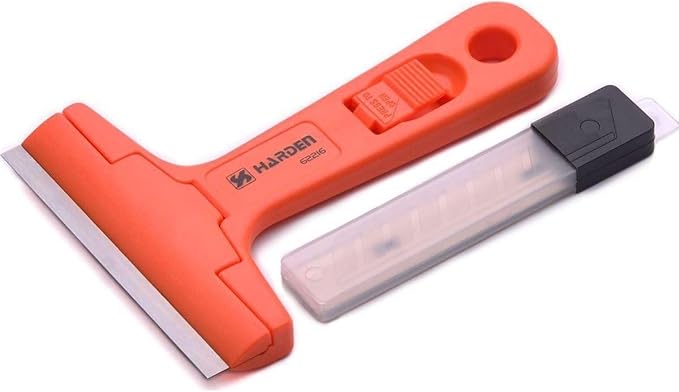 Edward Tools Razor Blade Scraper Tool with Replacement Blades - Scraper for Glass Top Stove, Cleaning Kitchen, Remove Stickers, Caulk, Clean Tile, Windshield - Quick Blade Change - Steel Alloy Blade