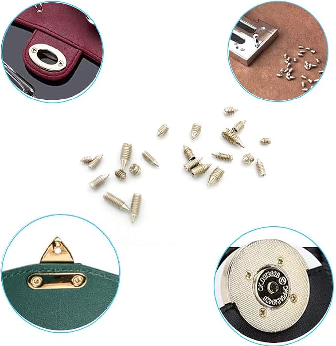240 Pcs Nickel Plated Carbon Steel Tip Screws (M2*3-M2*6, M2.5*3-M2.5*8, M3*3-M3*8) with 2mm Screwdriver for Belt Buckle, Wallet, Handbag, Purse Repair