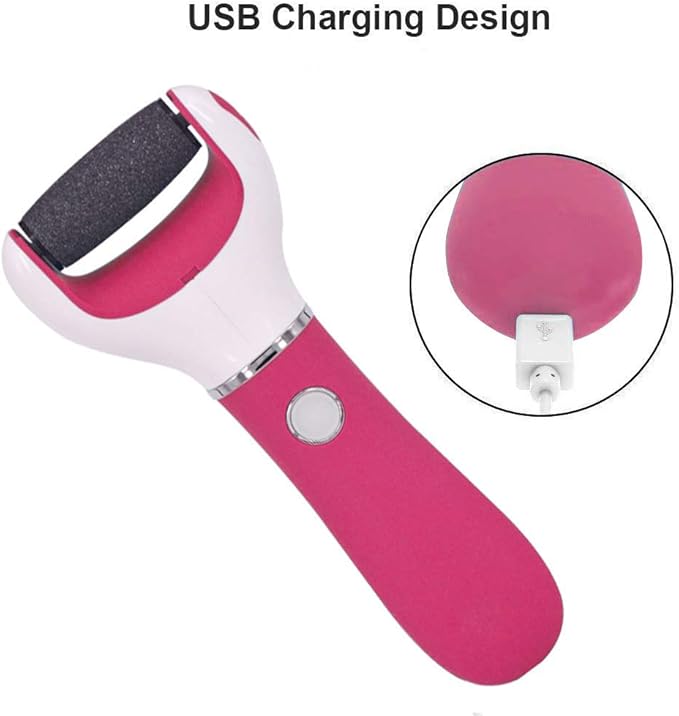 Foot Scrubber Electric Callus Remover Rechargeable Foot File Hard Skin Remover Pedicure Tools Electronic Callus kit for Cracked Heels and Dead Skin with 2 Roller Heads