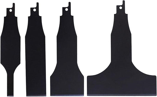 4PCS Reciprocating Saw Scraper Blade, High Carbon Steel Tile Cleaning Tools for Removing Tile Grout Glue Gaps Adhesives, Wall Cleaning, Metal derusting (Black)