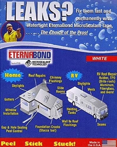 EternaBond 3" White Mobile Home RV Rubber Roof Repair Tape Sealant 3" x 20' (3" x 20 Foot)