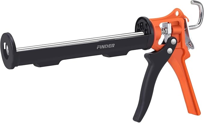 Finder 10 oz Caulking Gun, Standard Manual Caulk Gun for Silicone Sealant, Acrylic and Latex Cartridges, 360° Rotating Barrel, Smooth Pressure Control, 7.8 mm Push Rod, Hanging Hook, Gun Only