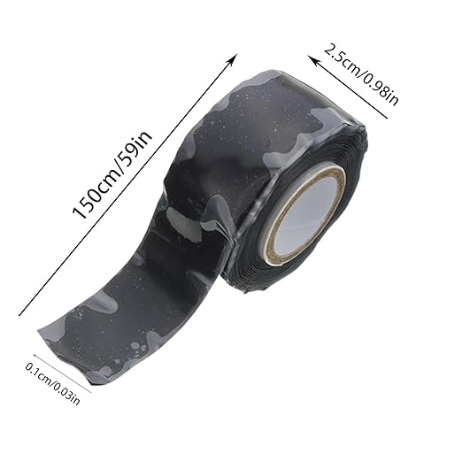 Black Silicone Repair Tape, Waterproof Pipe Sealing, Insulating Grip Tape for Cars, Pipes, Hoses, 1 Inch x 5 Feet