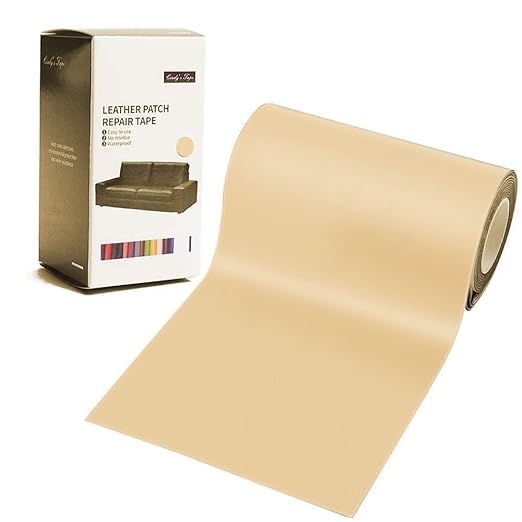 Leather Repair Patch Tape Kit Beige Tan 3 x 60 inch Self Adhesive Leather Repair Tape for Furniture, Car Seats, Couch, Sofa,Office Chair, Vinyl Repair Kit