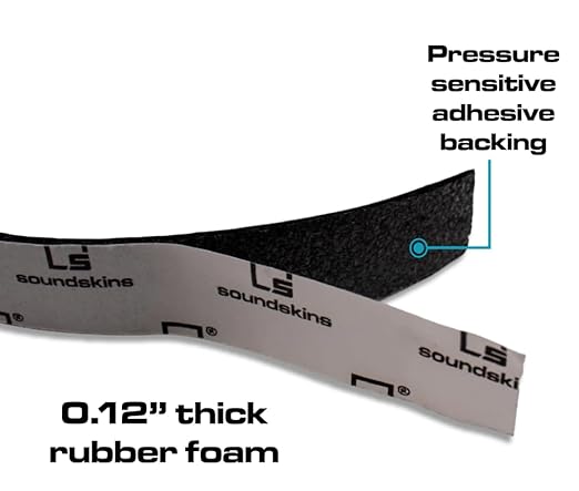 Soundskins Silent Insulation Strip Sound Deadening Closed Cell Acoustic Foam Tape SSK-Strip Rubber Closed Cell Foam (3/4" x 17 ft)