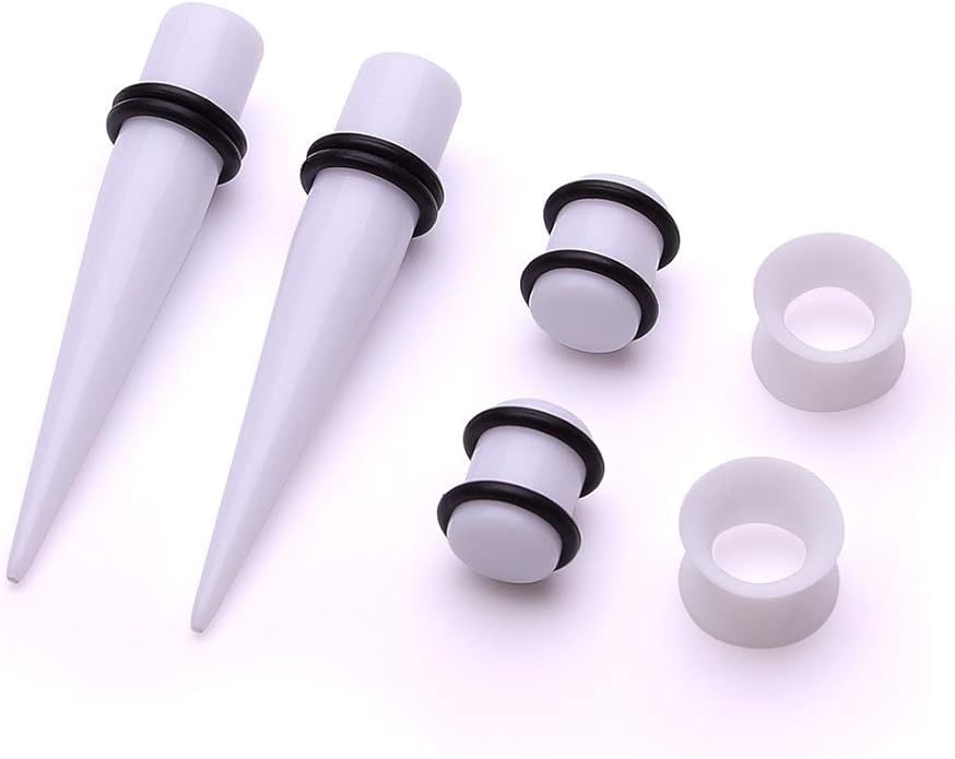 JieyueJewelry 50/54 Pieces Ear Stretching Kit 14G-00G Acrylic Tapers and Plugs + Silicone Tunnels - Ear Gauges Expander Set Body Piercing Jewelry