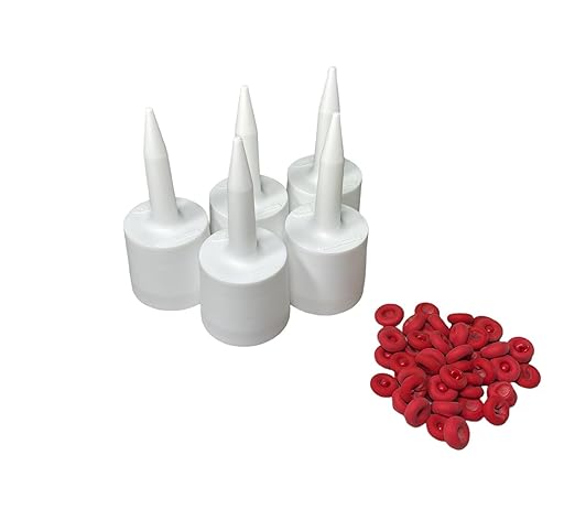 The Solution for Dried or Caulk Tubes (Pack of 5) with 50 Caulk Cap, Red Caulk Saving Cap, Caulk Cap Saver for Sealing & Preserving Open Caulking Tube Combo Pack