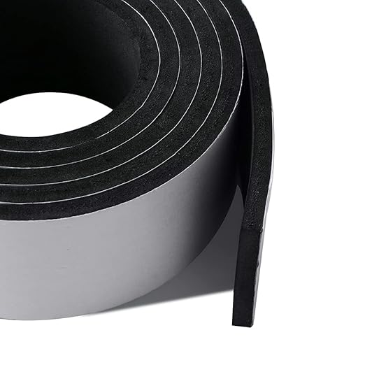 High Density Foam Tape - 2'' x 1/4'' x 6.5Ft (2 Rolls) Weatherproof Adhesive Prevent Condensation Heat Resistant Weather Stripping Easy to Cut & Install & Remove for Car Doors Pipes Windows