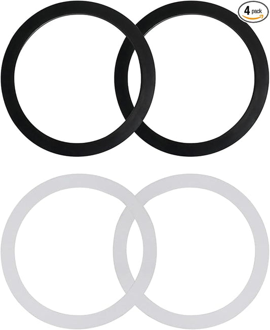 4 Pack Kitchen Sink Gasket, 3-1/2 Inch Sink Drain Gasket Seal Rings, 2 Rubber & 2 Paper Washers for 1/2/3 Compartment Sinks, No Plumber's Putty Needed