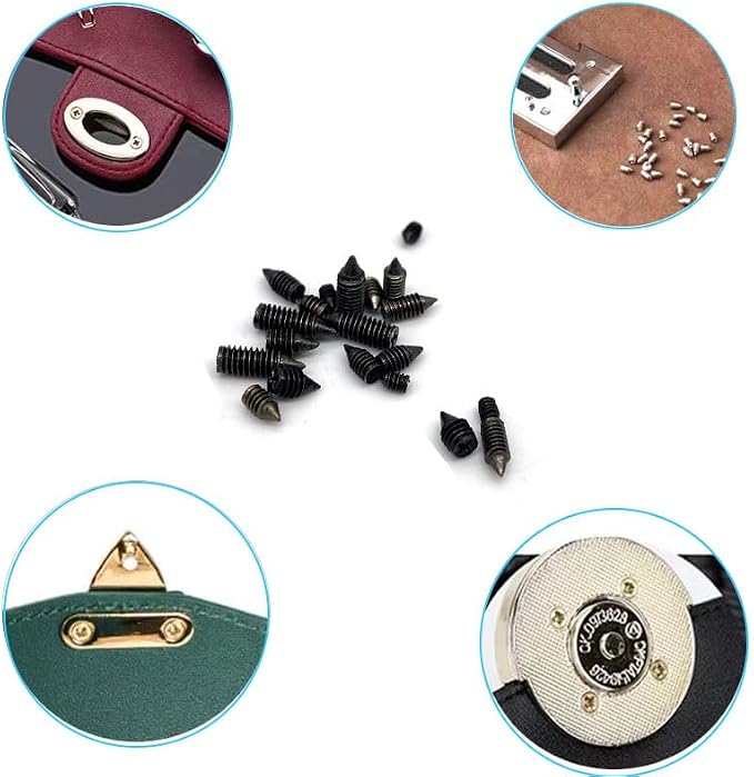 120 pcs Nickel Plated Tip Screws Pointed Cross Slot Leather Accessories 12 Sizes Black Belt Screws Include M2*3-M2*6, M2.5 * 3-M2.5 * 8, M3*3-M3*8 with 2mm Screwdriver for Belt Buckle Wallet Handbag