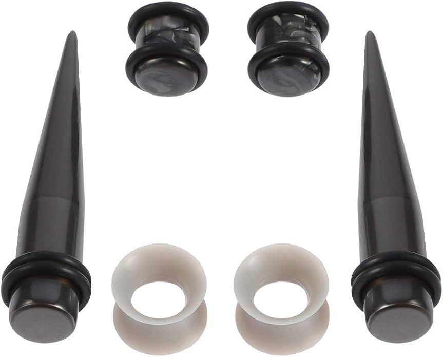 JieyueJewelry 50/54 Pieces Ear Stretching Kit 14G-00G Acrylic Tapers and Plugs + Silicone Tunnels - Ear Gauges Expander Set Body Piercing Jewelry