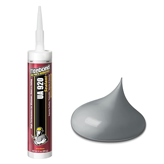 Titebond UA 920 Sealant, Gray – Urethane Acrylic Elastomeric Caulk, Crackproof & Flexible, UV Resistant, Paintable in 1 Hour, Interior & Exterior Use – 10.1 Oz, 87041
