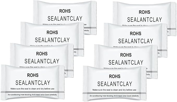 Sealant Clay - Air Conditioning Hole Sealer, Sealing Mastic Quick Mending Mud Wind Blocking, Good Plasticity, Waterproof Sealant Putty for Plumbing, Electrical, and HVAC Applications (8 Pack)