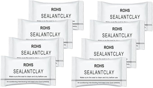 Sealant Clay - Air Conditioning Hole Sealer, Sealing Mastic Quick Mending Mud Wind Blocking, Good Plasticity, Waterproof Sealant Putty for Plumbing, Electrical, and HVAC Applications (8 Pack)