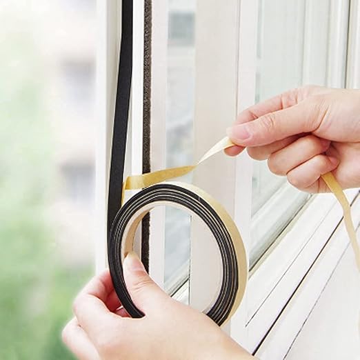 Kitchen Self Sealing Adhesive Tape Dust Waterproof Sealing Strip Caulk Trim Stripe Closed Cell Seal Mounting Tape for Bathroom Shower Tub Toilet Window Kitchen Sink Sealing (1PC) (Black) (Black)