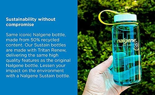 Nalgene 16 oz Wide Mouth Water Bottle | Slim Cup Holder Size, BPA-Free, Durable & Leak Proof, Lightweight Travel Bottle, Cerulean
