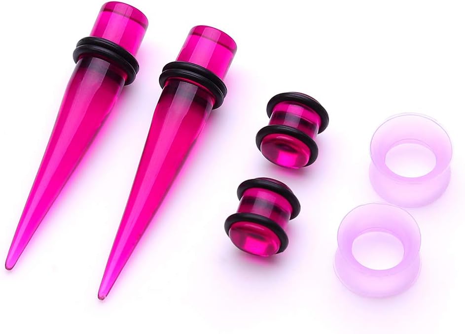JieyueJewelry 50/54 Pieces Ear Stretching Kit 14G-00G Acrylic Tapers and Plugs + Silicone Tunnels - Ear Gauges Expander Set Body Piercing Jewelry