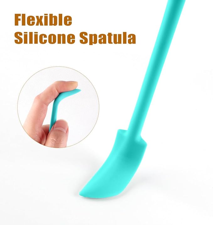 Silicone Spatula Set (6Pcs) - Mini Scraper Tool for Beauty & Food - Reach Every Last Drop, Multi-Size Spatulas for Makeup Jars, Lotion Bottles & Kitchen Containers (Blue)