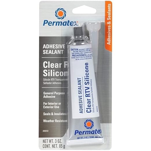 Permatex 80050 Clear RTV Silicone Adhesive Sealant, 3 oz (Pack of 2)