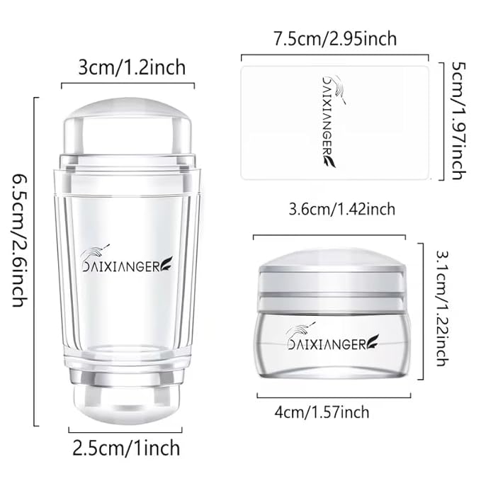 French Nail Stamper Kit, Double-End Clear Silicone Nail Stamper with Scraper, Long & Short Nail Stamps, 2 in 1 French Tip Nail Art Tool for Manicure DIY