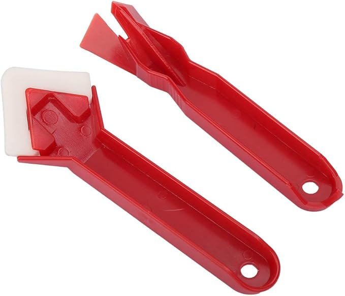 2Pcs Caulk Remover Tool Kit, Silicone Caulking Removal Tool, Caulk Tools with Antislip Handle, Caulking Scraper for Bathrooms, Kitchens, Balcony, Red