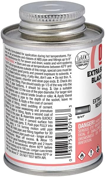 Oatey, Black, 30916 ABS Extra Special Cement, 4-Ounce, 4 oz