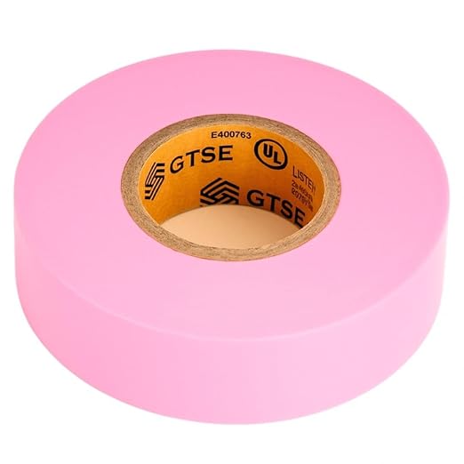 GTSE Pink Electrical Tape, 240 Rolls Bulk Box – Waterproof, Industrial Grade Vinyl, 3/4 in x 66ft– Strong Self-Adhesive PVC Electric Tape for Wire Insulation, 7 Mil, 600V – UL/CSA Listed