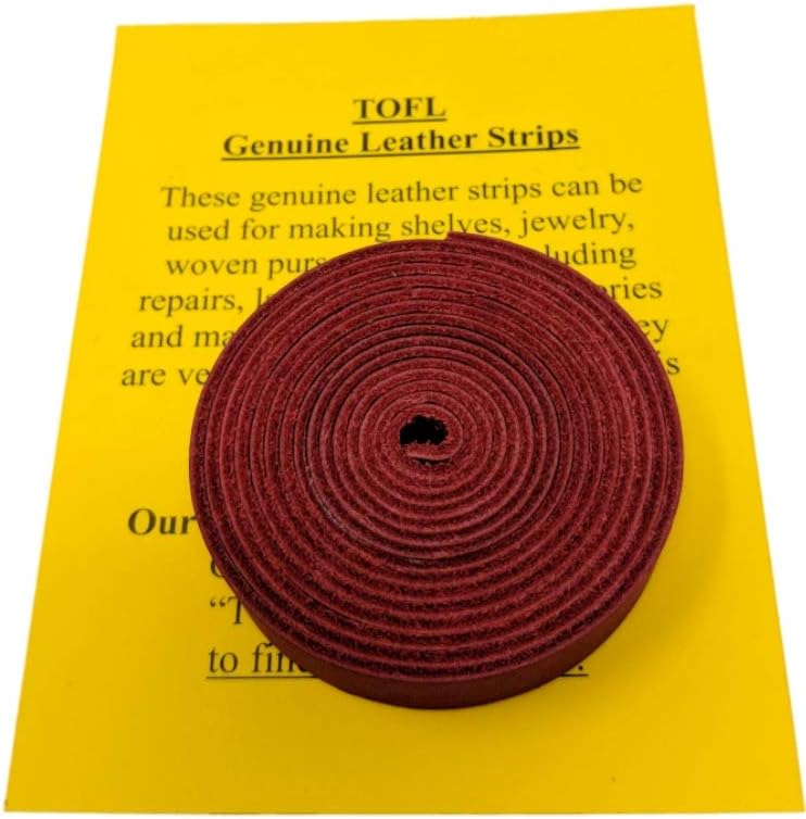 Leather Strap for Crafts & Jewelry | 72 Long × 5/8" Wide × 1/16" Thick (4-5oz) | Genuine Leather Strips for Crafts, Projects or Repairs - Red | 5-Pack