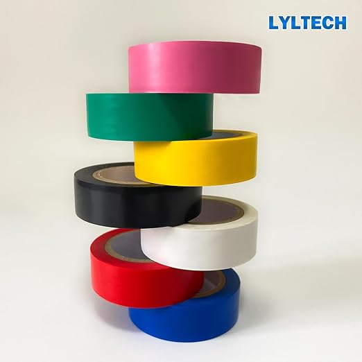 LYLTECH Electrical Tape 7 Rolls 3/4in x 30ft Multi Colored Waterproof | 7 Assorted Colors Pink Yellow Red Green Blue White Black, Strong Adhesive Durable Easy Wrap Insulating Tape for Wire Repair