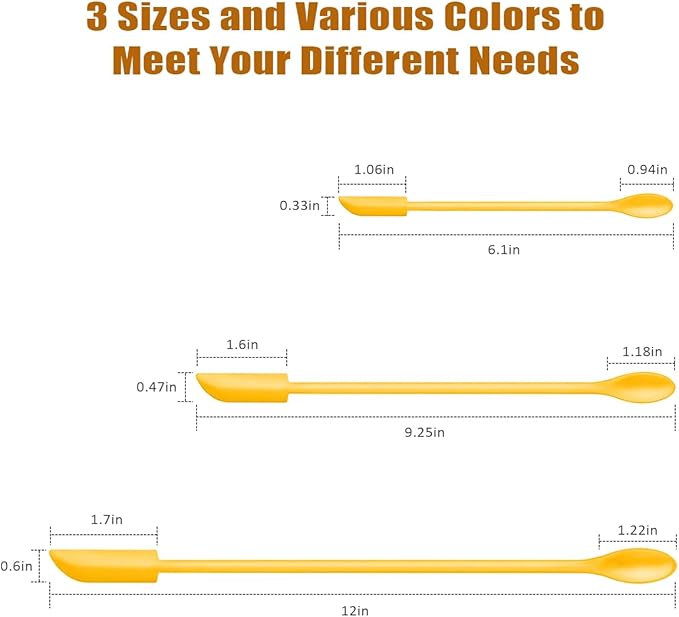 Silicone Spatula Set (6Pcs) - Mini Scraper Tool for Beauty & Food - Reach Every Last Drop, Multi-Size Spatulas for Makeup Jars, Lotion Bottles & Kitchen Containers (Yellow)