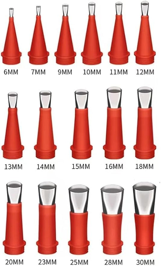 16PCS Universal Integrated Rubber Nozzle Tool Kit,Caulking Tips,Caulking Nozzles for Sausage Caulking Guns and Hard Glue Guns, Durable Stainless Steel Caulking Nozzles